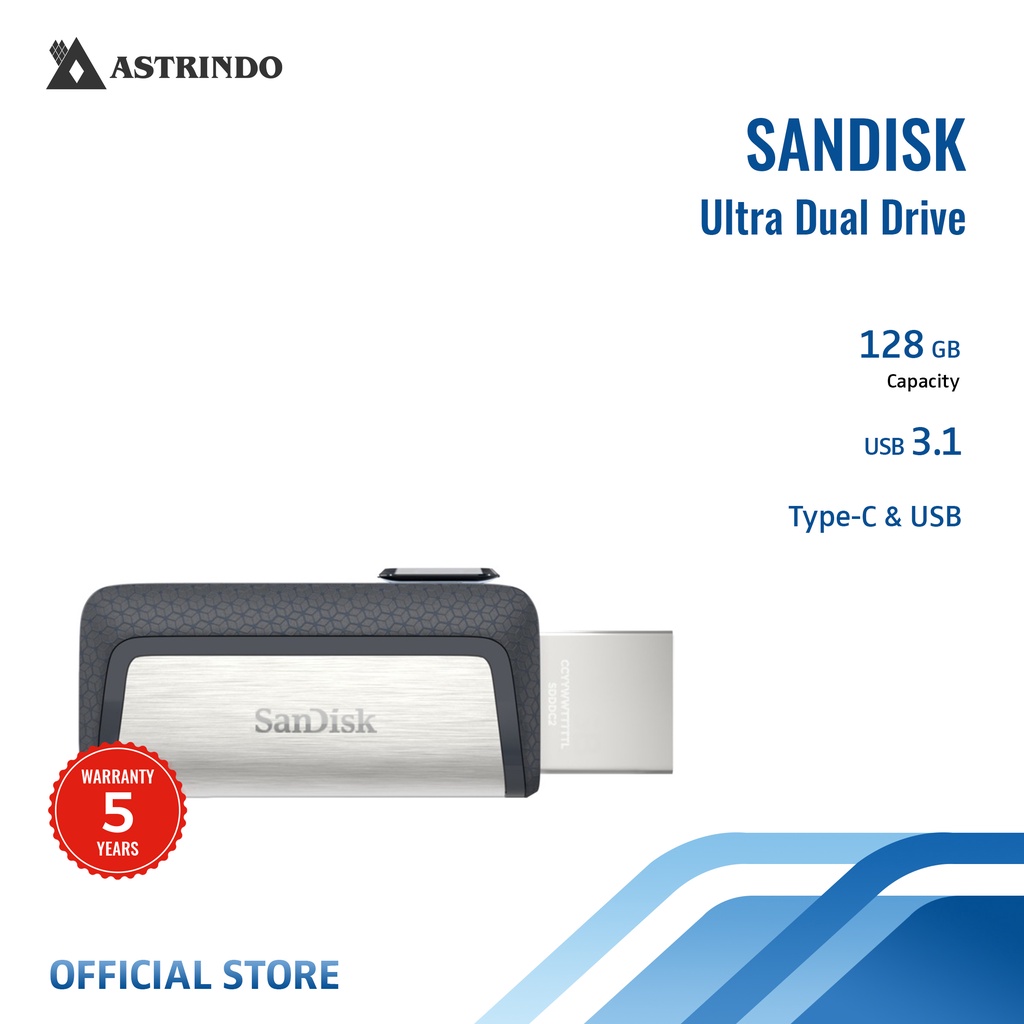 Sandisk Ultra Dual Drive 128GB, Flashdisk Type-C - (SDDDC2-128G-G46)