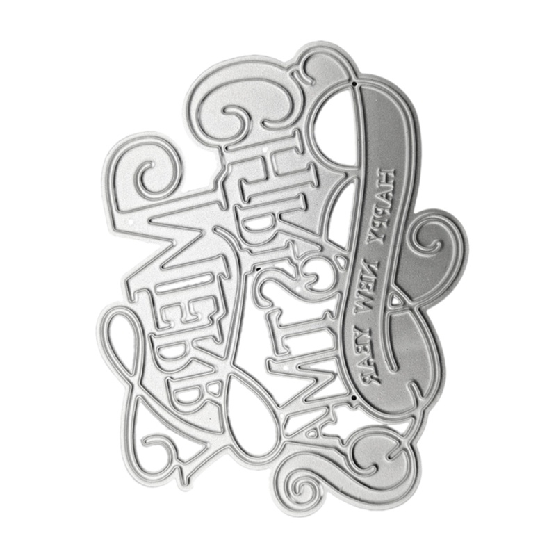 Zzz Cetakan Stensil Cutting Dies Motif Merry Christmas / Tahun Baru Untuk Scrapbook / Craft DIY