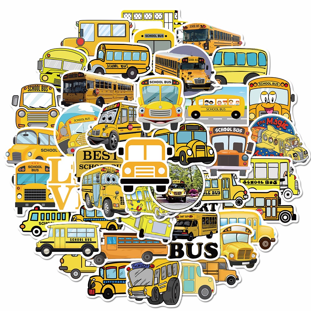 [In stock] 50pcs school bus cartoon stickers personality fun hand account stickers box computer waterproof stickers