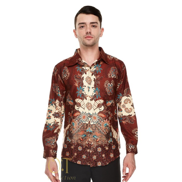 Fashion Atasan Pria batik pandawa coklat OT kemeja pria batik velvet coklat