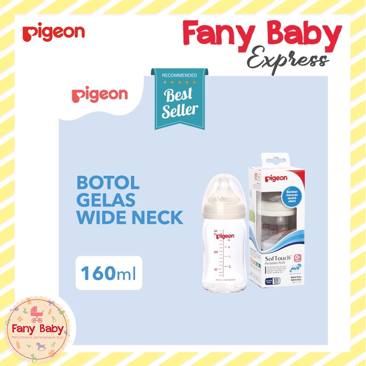 PIGEON BOTTLE GELAS WIDE NECK 160ML W/P-PLUS NIPPLE