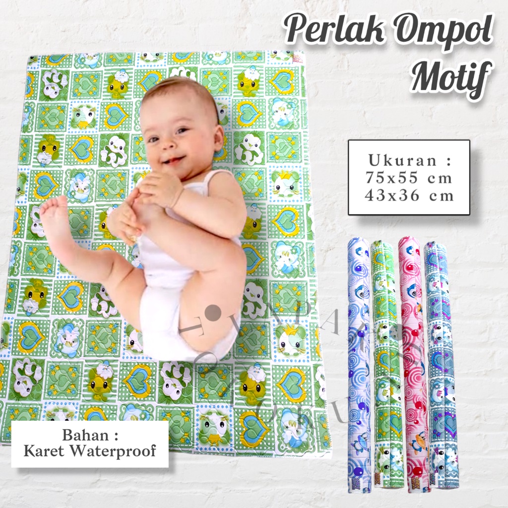 Perlak Ompol Bayi Karet Waterproof Besar Kecil Alas Ompol Newborn Perlengkapan Bayi RANDOM MOTIF