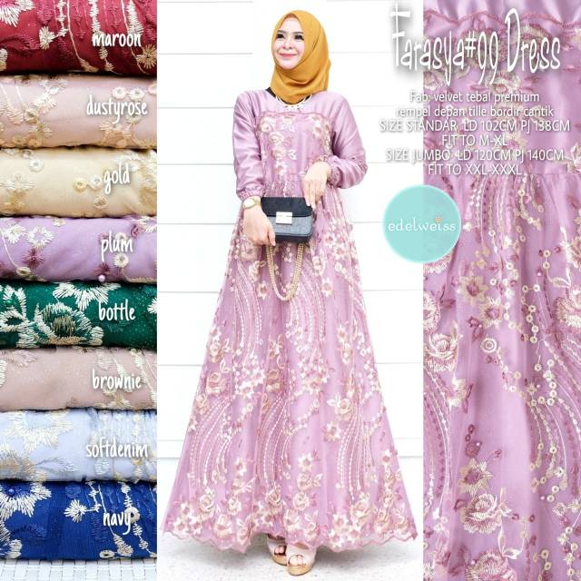 Farasya Dress #99 Gamis Brukat Mewah Gamis Kondangan Terbaru Dress Velvet Jumbo LD 130 Gamis Brukat Jumbo Gamis Lebaran Terbaru Dress Muslimah Gaun Pesta Gamis Seragam Pernikahan Outfit Bridesmaid Gamis Broklat Jumbo Wanita xxxl Outfit Kondangan Terbaru