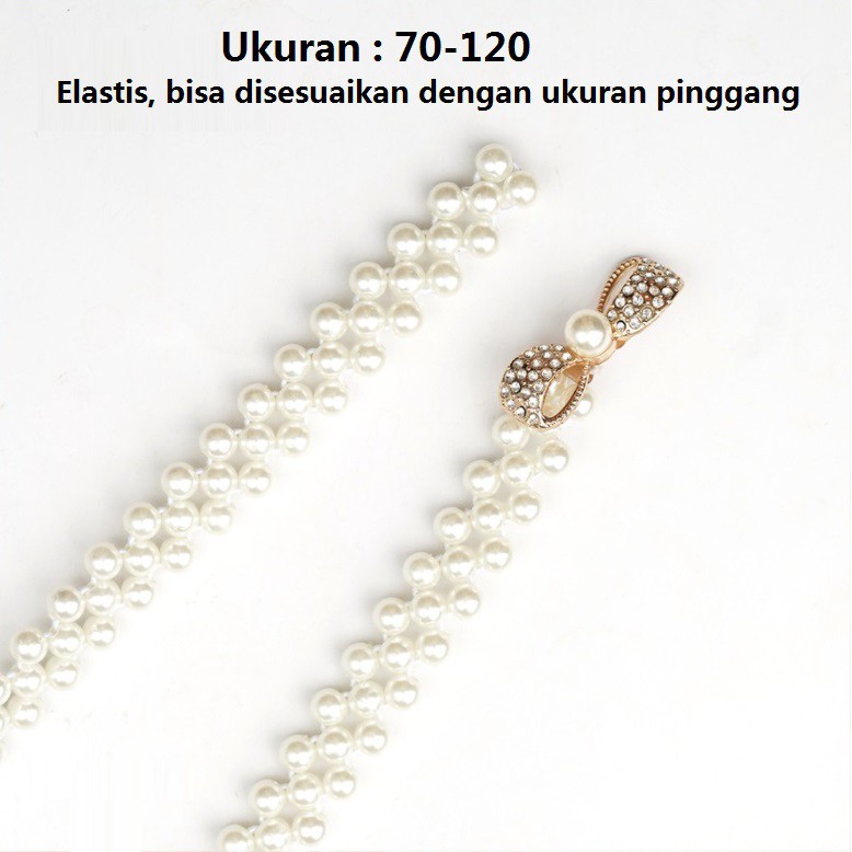 Ikat Pinggang Wanita MUTIARA SLIM Korea Fashion Style  Women Pearl Belt Gasper Cewe Sabuk Elastis