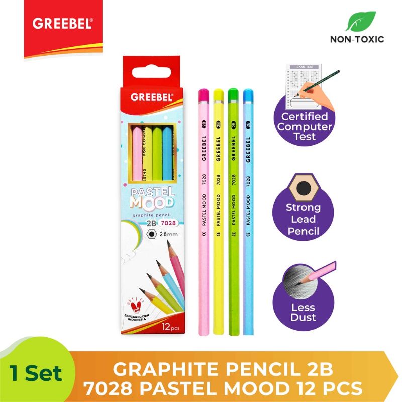 

( Pack ) Greebel Graphite Pensil 2B 7028 Pastel Mood ( 12 Pcs )