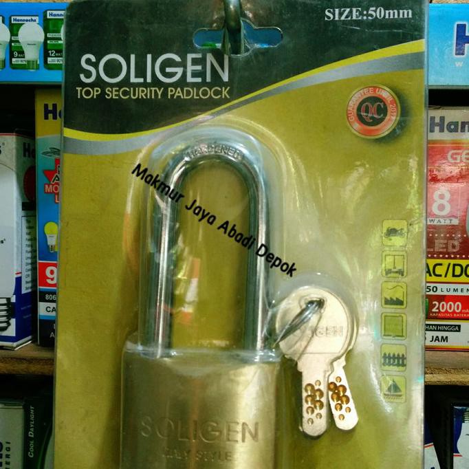 Gembok 50 mm Panjang Soligen / gembok Soligen 50mm / gembok kuningan ratele992 Ayo Order