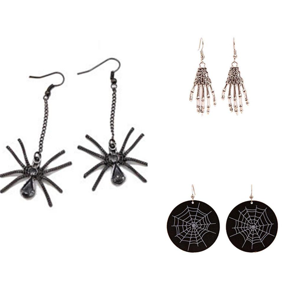 R-flower Halloween Drop Earrings Alloy Pesta Hadiah Tren Spider Web