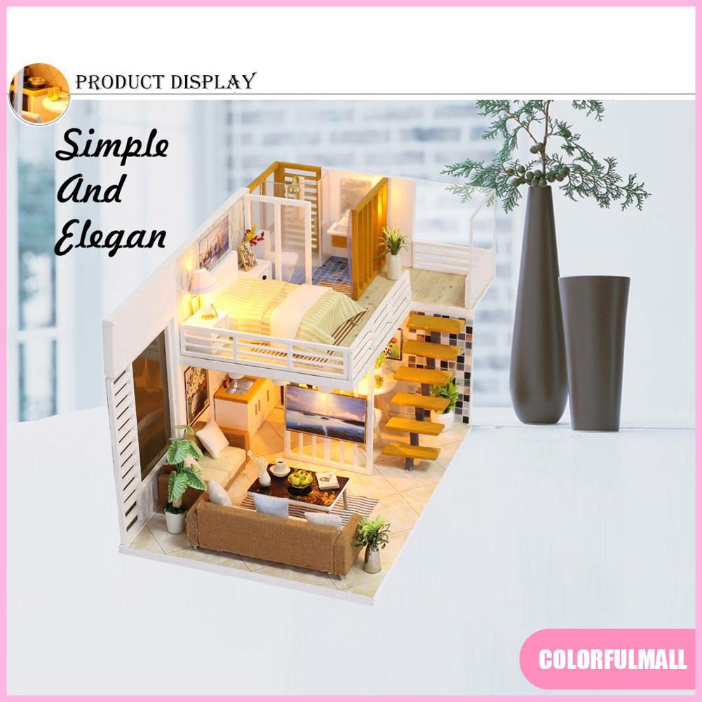 Hediyeler Yeni Marka Diy Doll Evleri Ahsap Bebek Evi Unisex Dollhouse Cocuk Oyuncak Mobilya Minyatur El