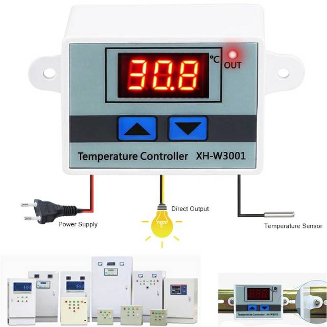 Thermostat Digital LED Temperature Controller XH-W3001 220V/12V Pemanas Pendingin Suhu Digital