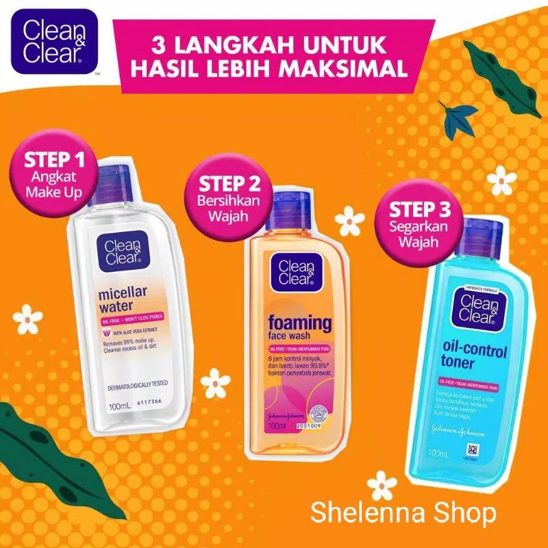 CLEAN &amp; CLEAR Facial Wash | Cleanser | Toner | Oil Control | Face Paper | Film | Moisturizer | Micellar | Foam | Foaming for Men Sabun Cuci Muka Clean and clear