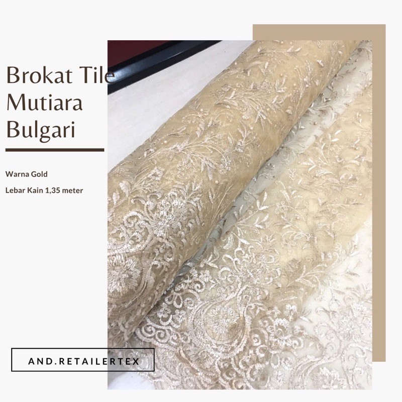 Premium Tile Mutiara Bordir Bulgari warna light gold