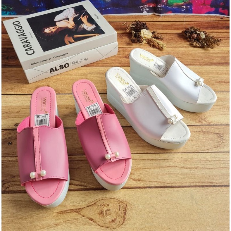 ABBUSHOES Us 106 wedges sol jadi kokop mutiara 7cm