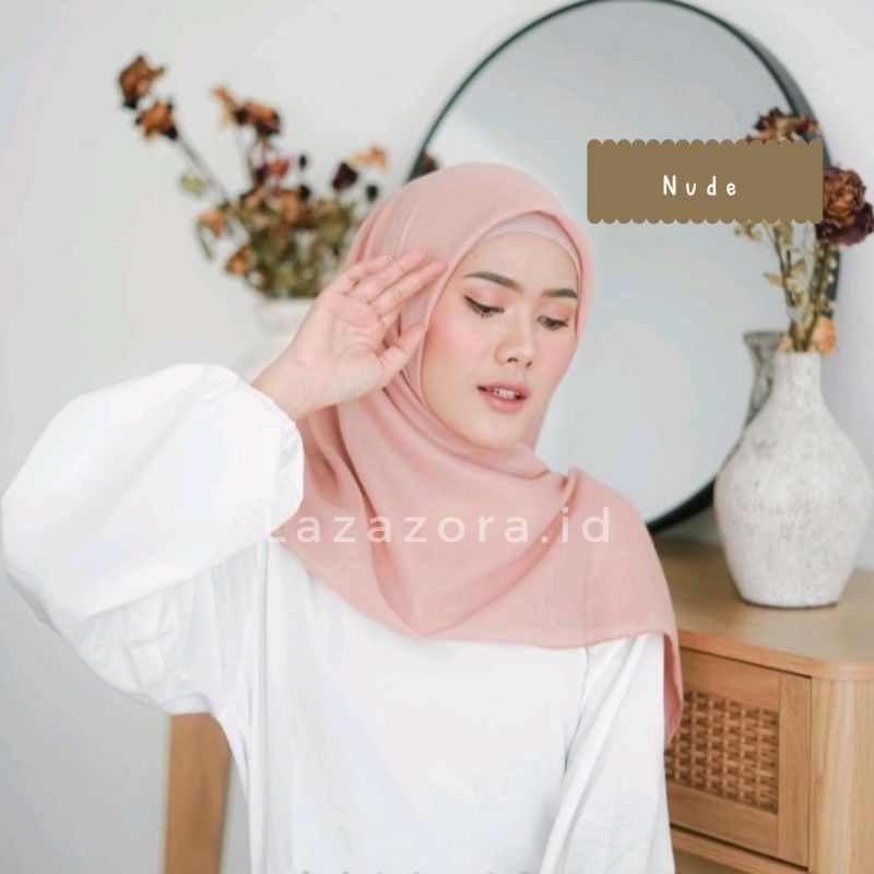 Hijab Segiempat Paris Premium Original Jahit Tepi 115×115 Cm Murah Anti Nerawang Tebal Anti Letoy Anti Mleyot-Nude