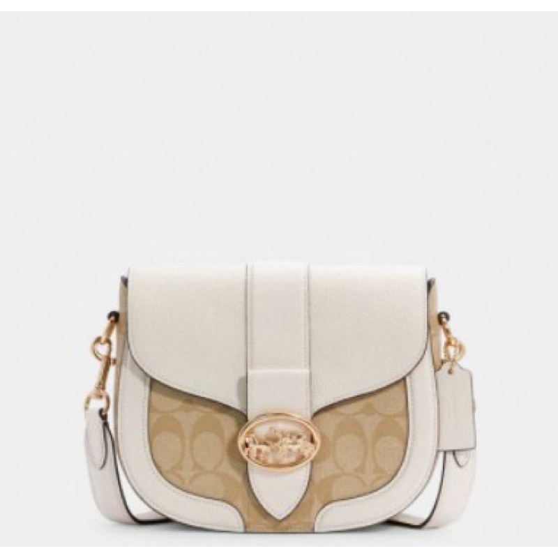 Coach Georgie Saddle Bag Signature Light Khaki Chalk (2806)