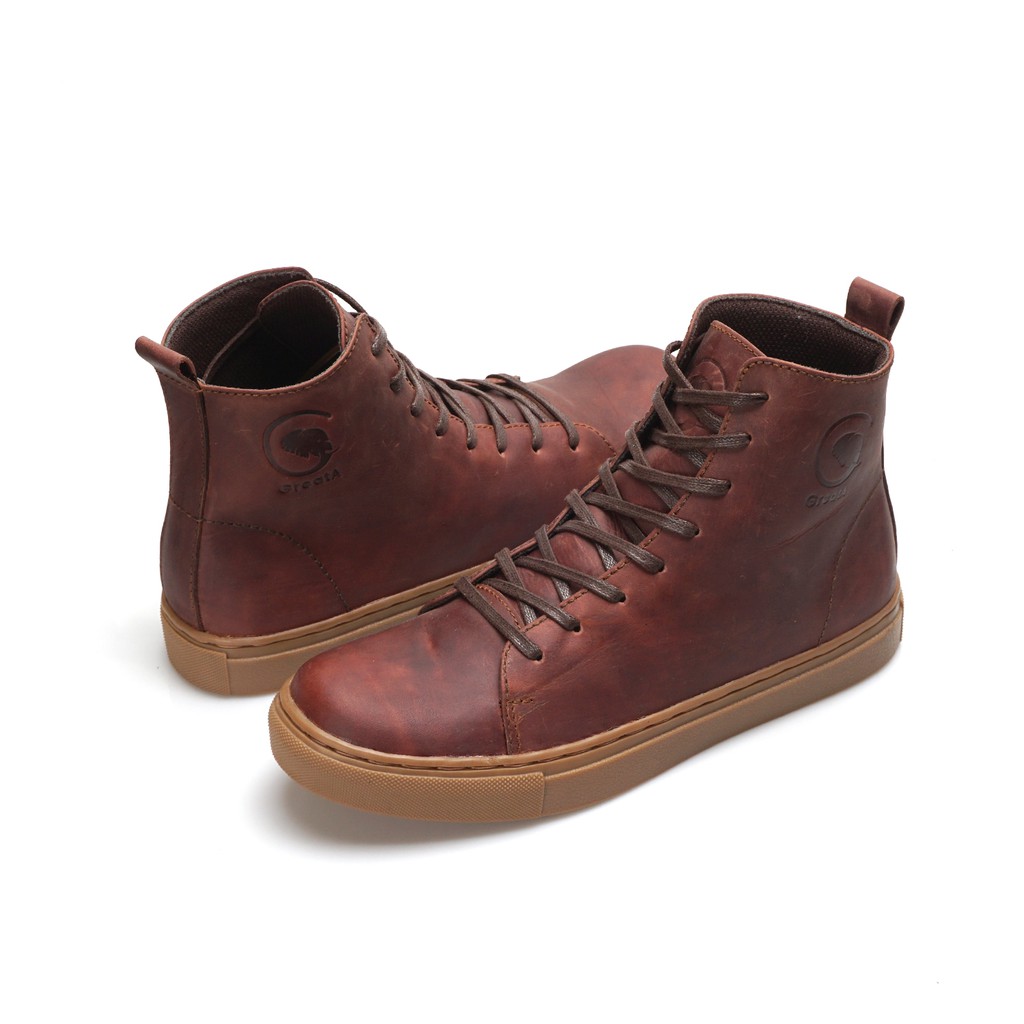 MAGNUS BROWN (Kulit Asli) - Sepatu Boots Pria Kasual Kulit Klasik Vintage Sporty Casual Cowok - Boot Kulit