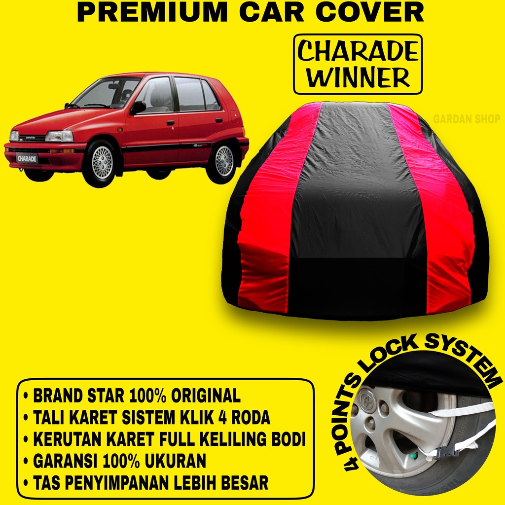 Body Cover CHARADE WINNER Sarung Strip MERAH Penutup Pelindung Bodi Mobil Charade Winner PREMIUM