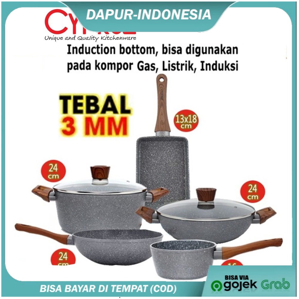 Cypruz Cyprus Pan Mable 5 set Panci Wajan Penggorengan Induksi NEW