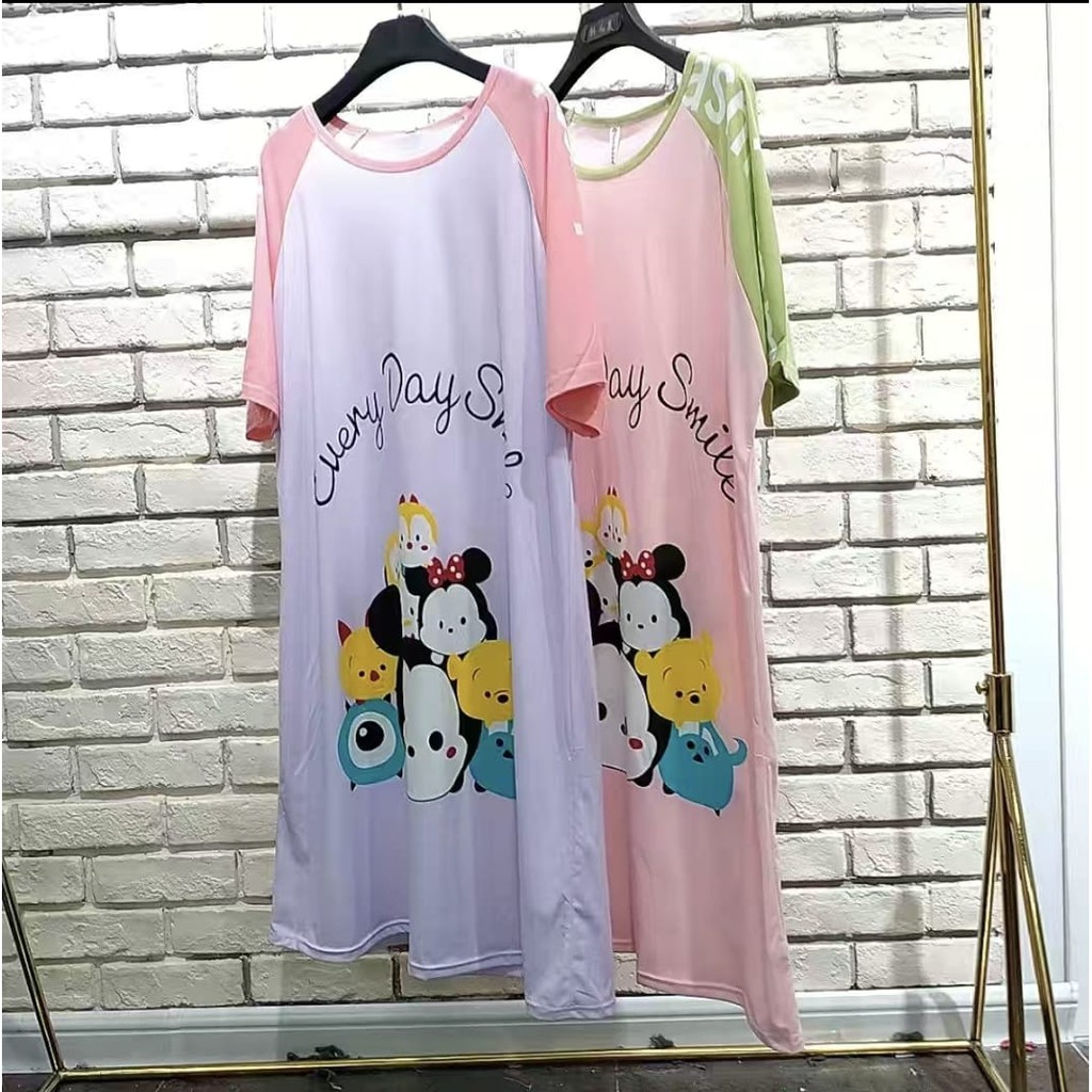 baju tidur daster wanita bahan spandex tsum tsum