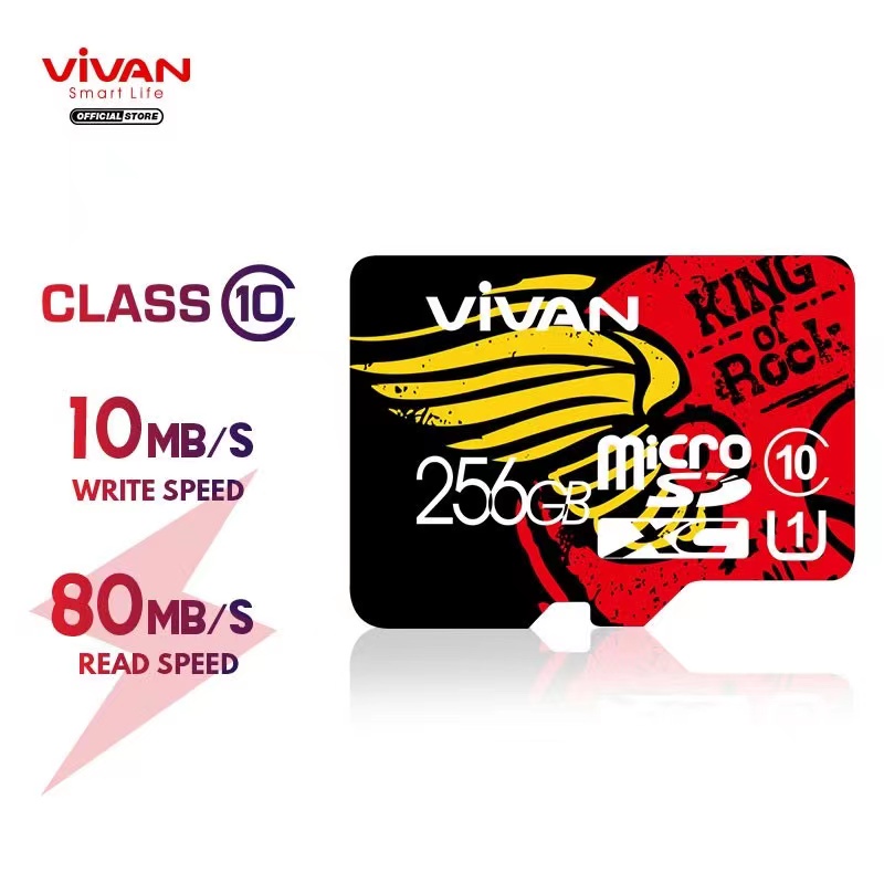 VIVAN Micro SD Class 10 TF Card - Black + Red - Garansi Resmi 1 Tahun