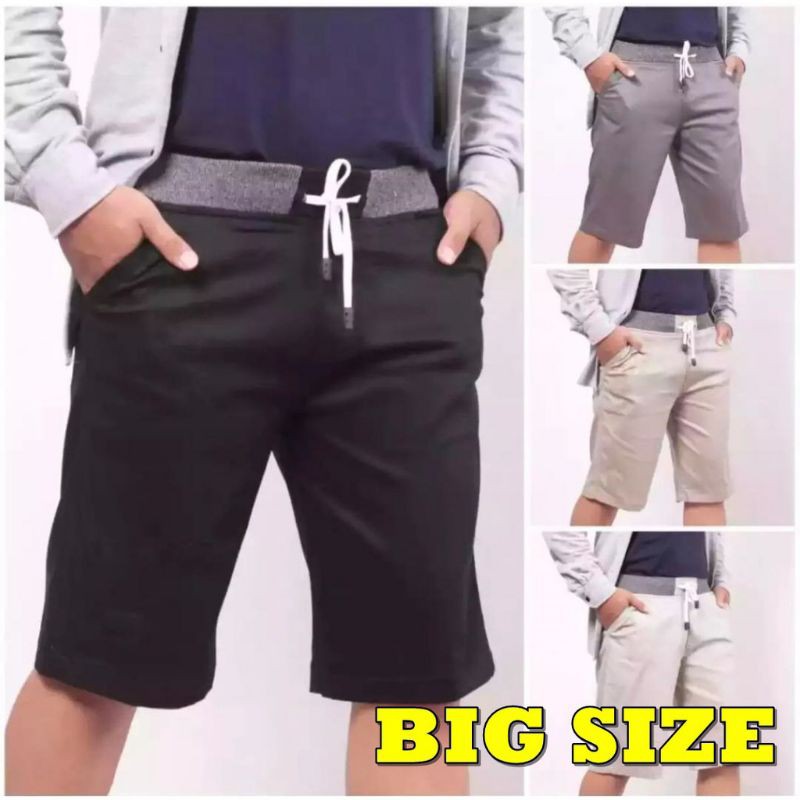 (XXL) Celana chinos Pendek Pria pinggang karet rip katun twill surfing pantai hits dewasa celana chinos/celana santai pria/celana harian pria