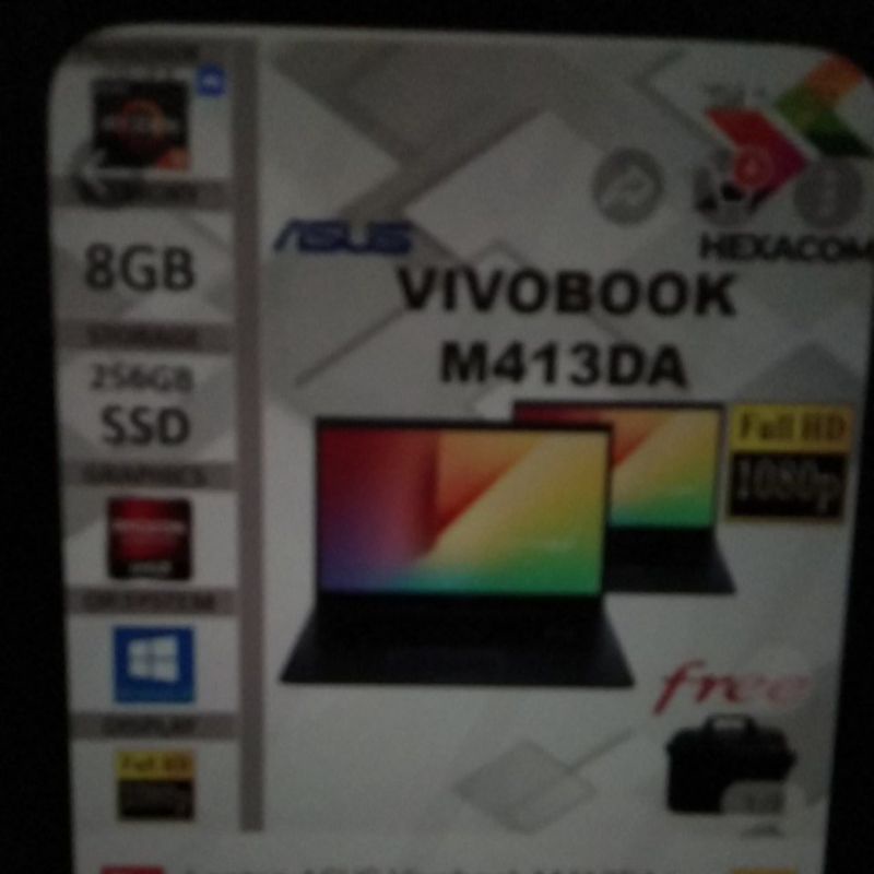 Asus Vivobook M413DA/Ryzen 5 3500/8GB/256ssd/Vega8/Win10/14.0FHD - Hitam
