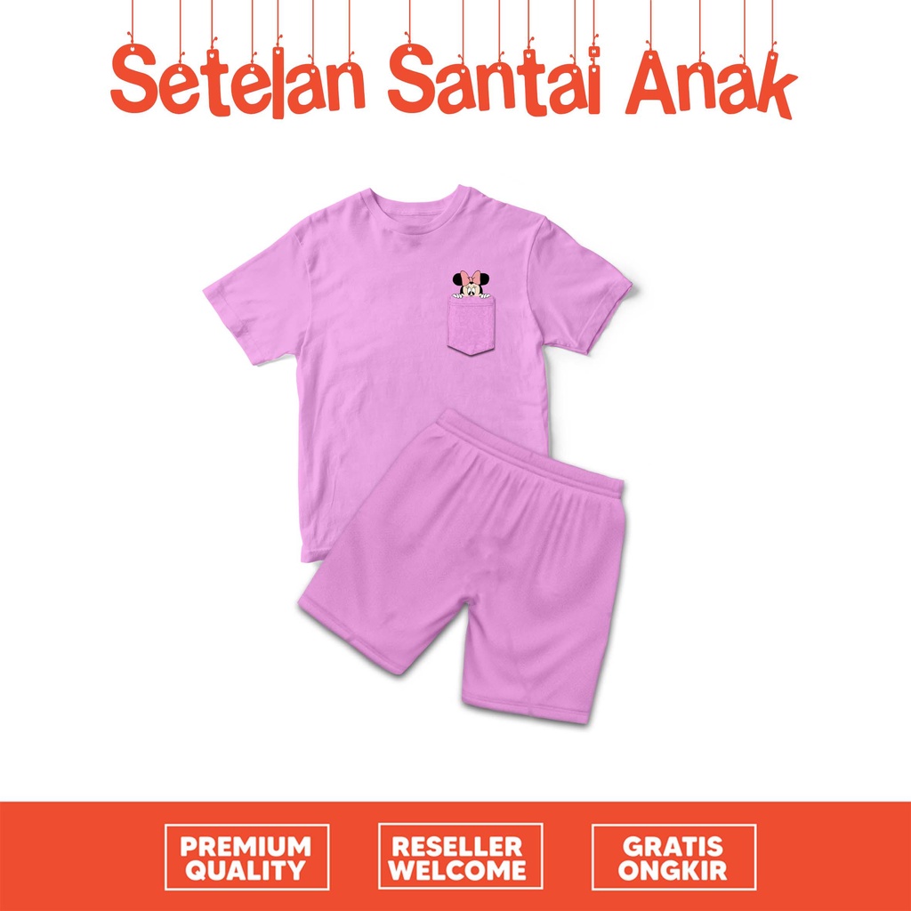 [SETELAN ANAK] setelan baju anak karakter intip mickey minnie winnie keroppi doraemon doremi full color cotton combed 30s premium quality unisex