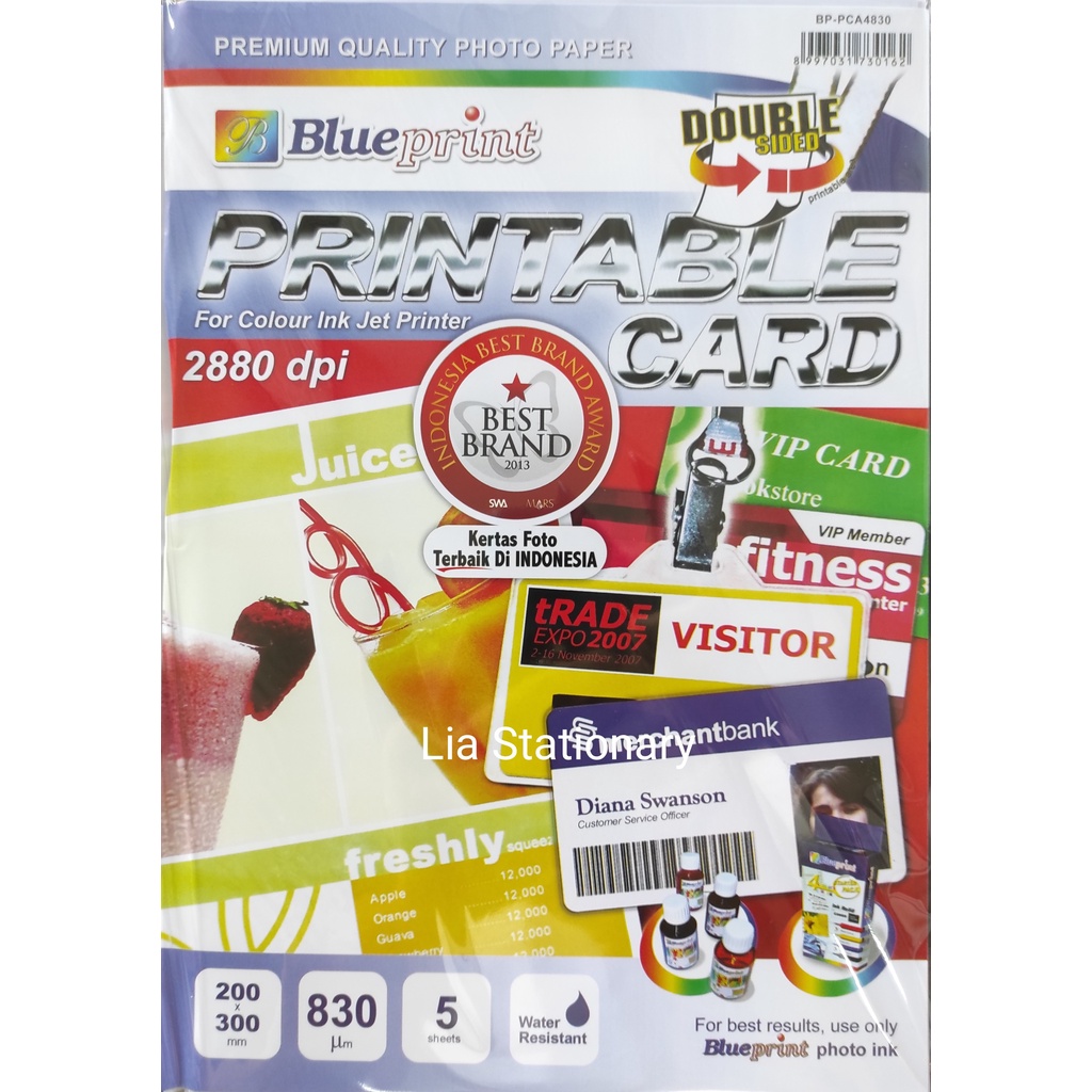 Kertas PVC Bahan ID Card Blueprint A4 Untuk ID Card Atau Kartu Vaksin - 5 Set