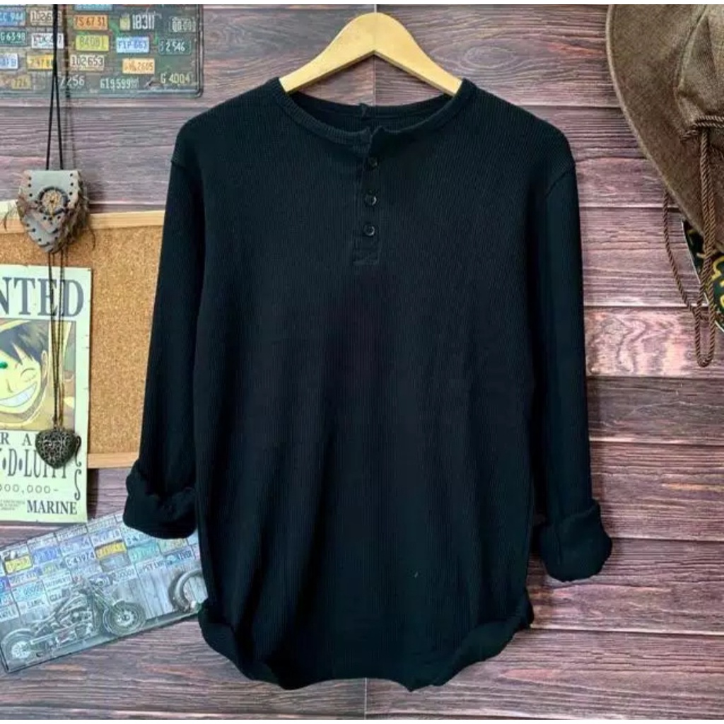 Kaos Kancing Pria Lengan Panjang polos Kualitas Distro