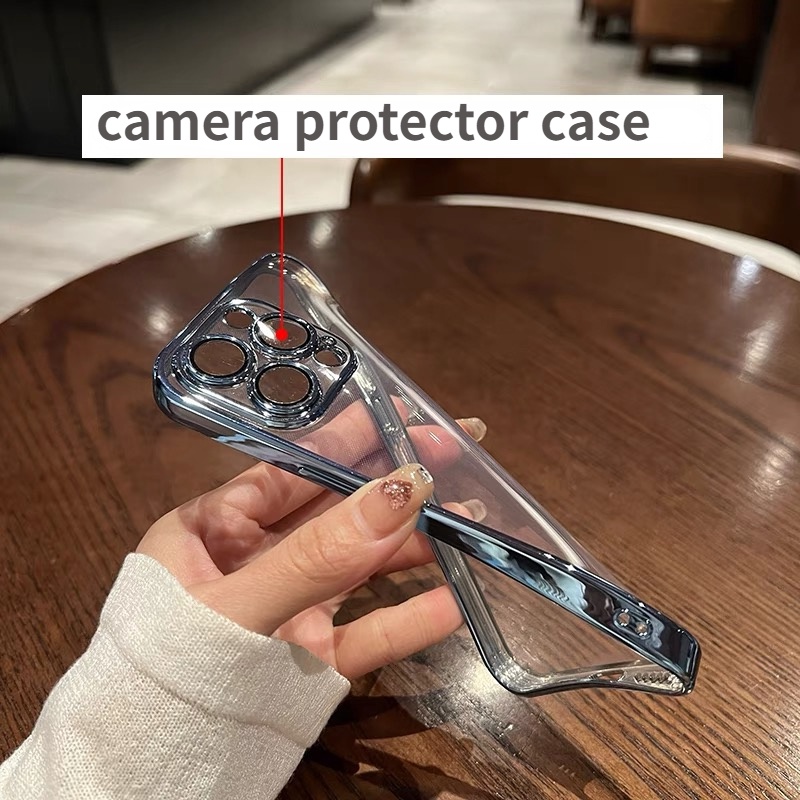 Advanced camera protection lens for casing iphone 14 pro max case 14 plus 11 12 13 pro max luxury electroplating clear shockproof TPU soft shell protection case