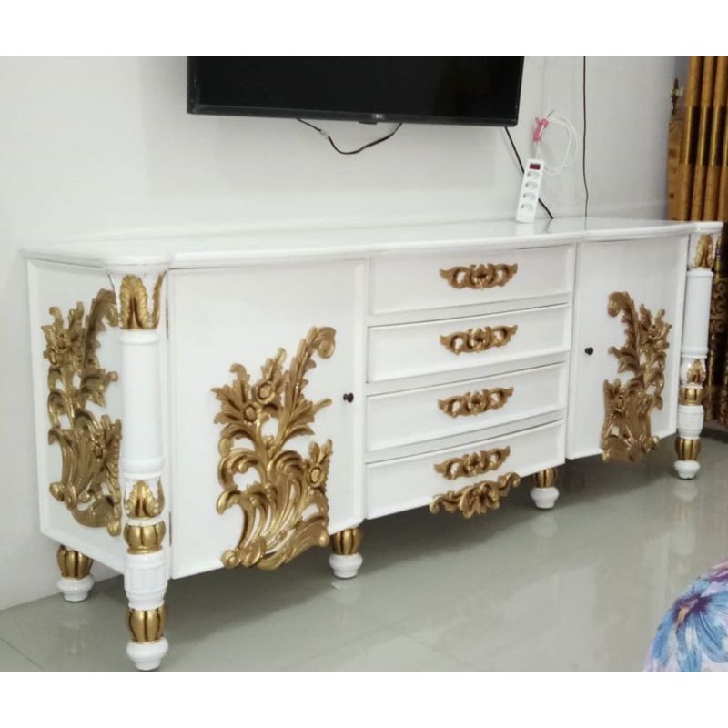 Bufet Bombay duco luxury jati (meja tv meja console cabinet bufet ukir)