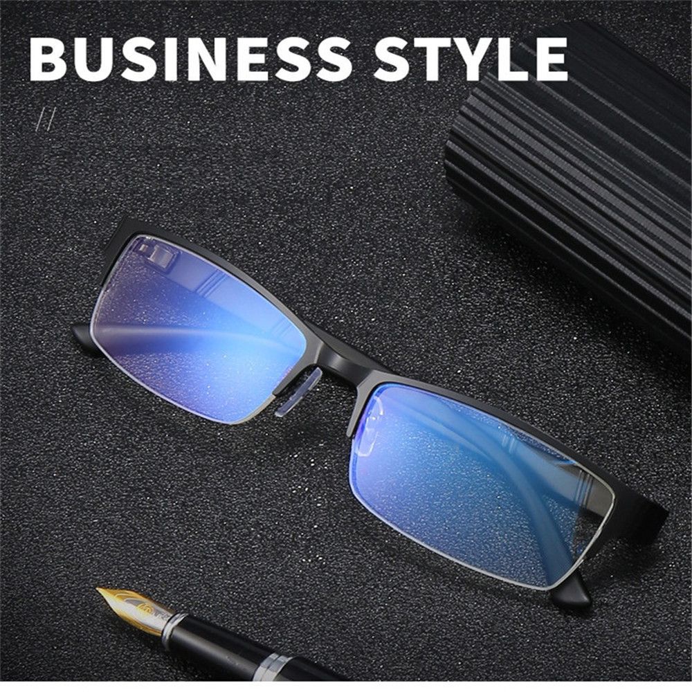 ROW Office Business Reading Glasses Men Eye Protection Ultra Light Glasses Fashion Classic Half Frame Vintage Simple Anti-Blue Light/Multicolor