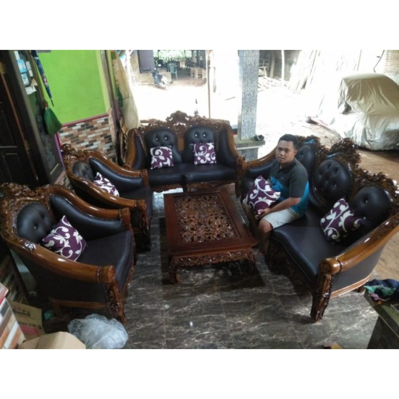 kursi shofa ruang tamu ganesa, kursi tamu kayu jati, kursi minimalis, sofabed kursi