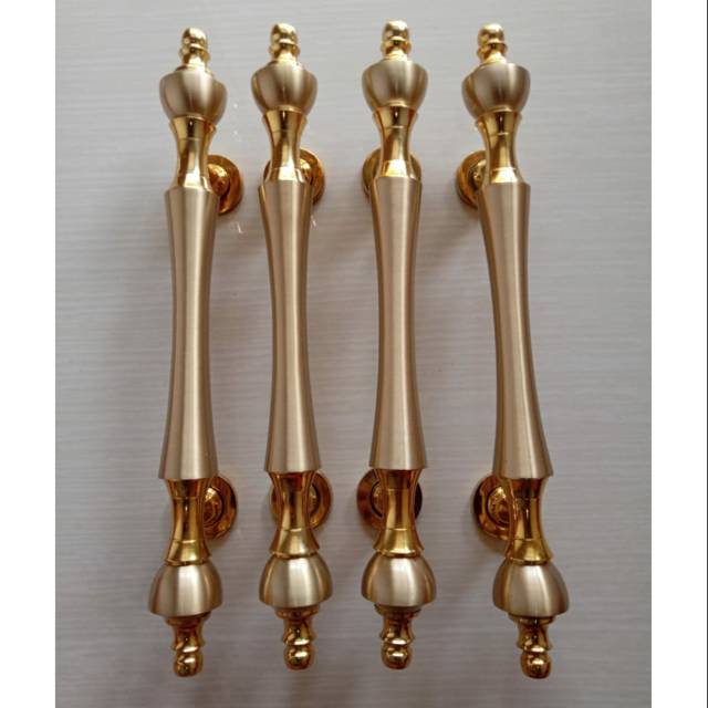 ( 4 Pcs ) Handle Pintu Rumah Kuningan Dahlia Kupu Tarung Antik
