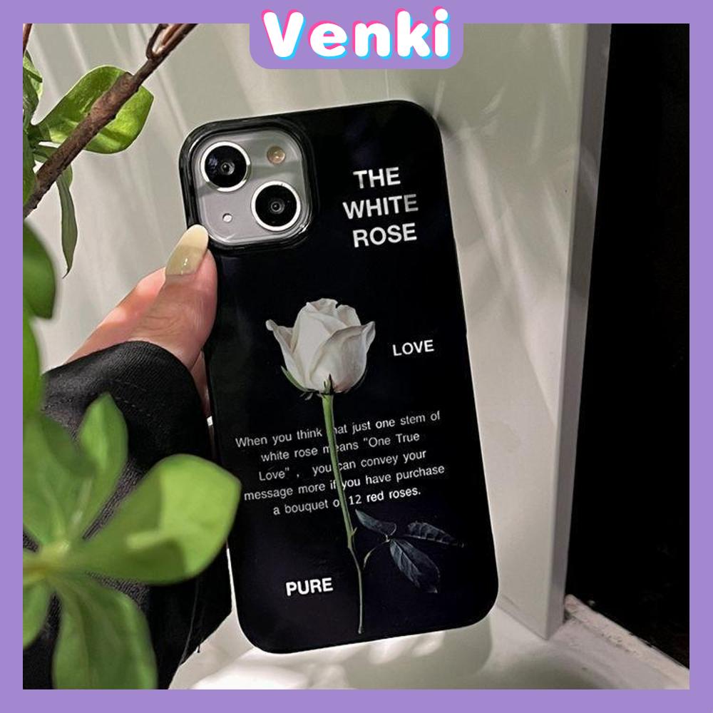 Case For iPhone 14 Series TPU Soft Case White Rose Glossy Black Candy Case Camera Protection Shockproof For iPhone 14 13 12 11 Plus Pro Max 7 Plus X XR