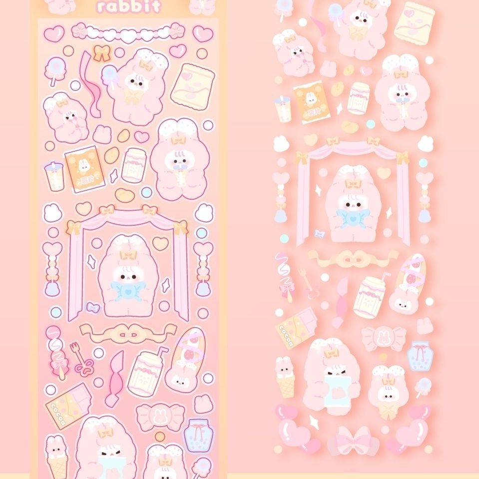 Stiker Desain Kelinci Haha Cherry Snack Angel Untuk Dekorasi Kartu Foto