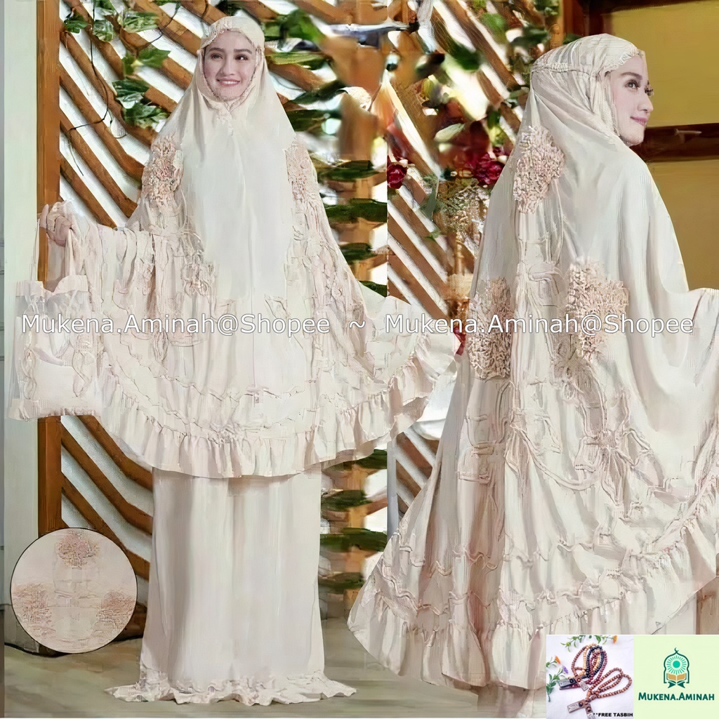 MUKENA DEWASA GHAISANI ROSELLA MOTIF BUNGA TIMBUL