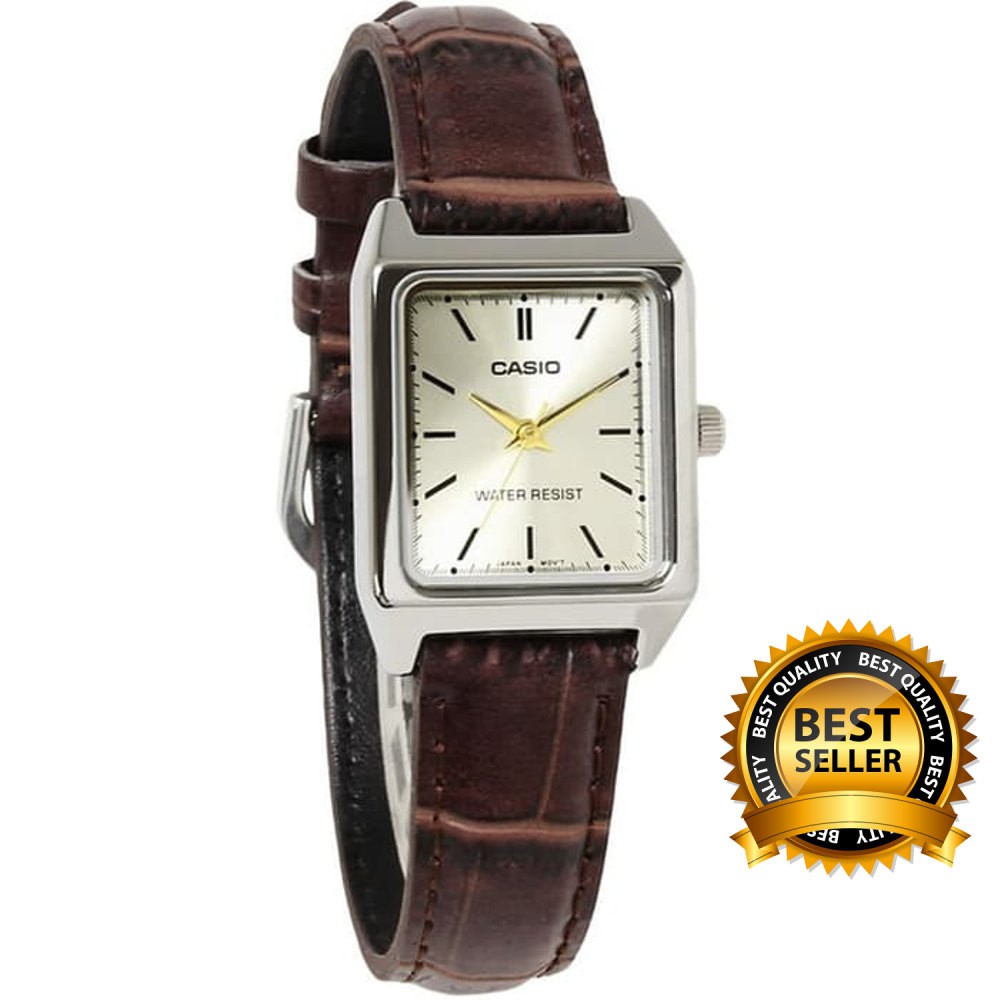 Jam Tangan Wanita Casio Original Tali Kulit Ltp-v007l-9e Jam Wanita