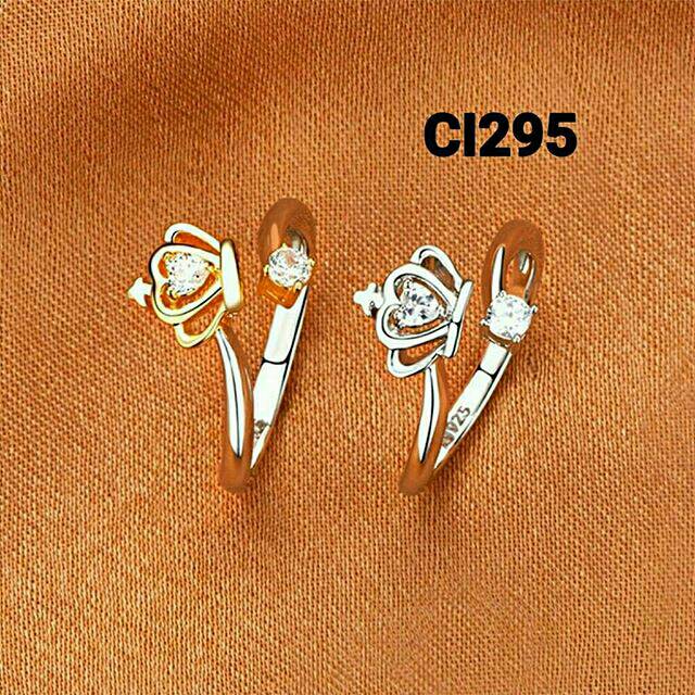 Cincin silver 925 perhiasan lapis emas mahkota mini CI295