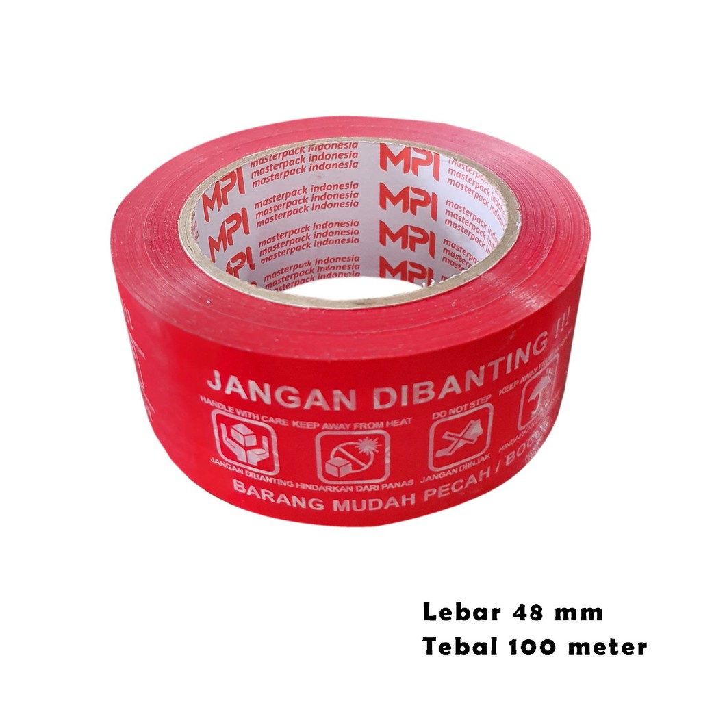 LAKBAN FRAGILE MERAH JANGAN DI BANTING 100 METER MASTER PACK INDONESIA