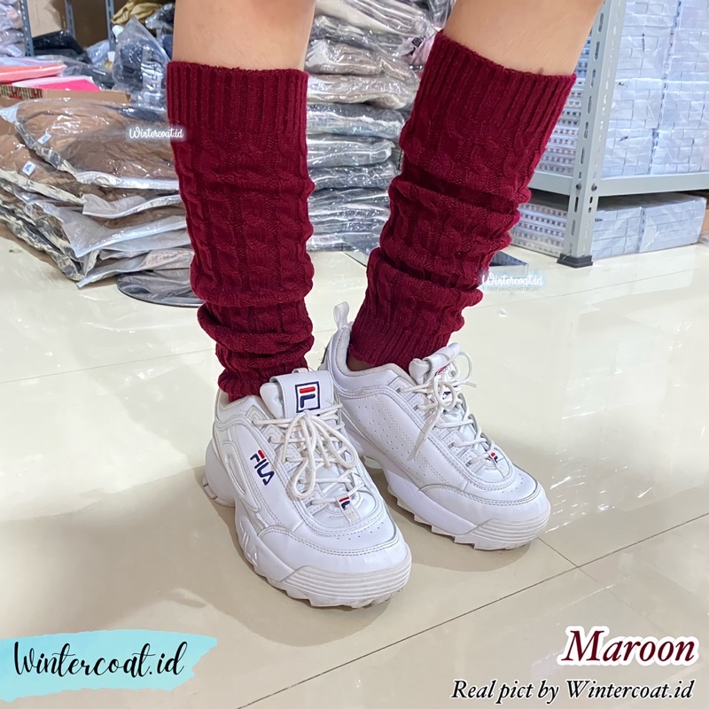 Kaos kaki musim dingin import jepang cewek harajuku leg warmer winter women rajut hangat cosplay