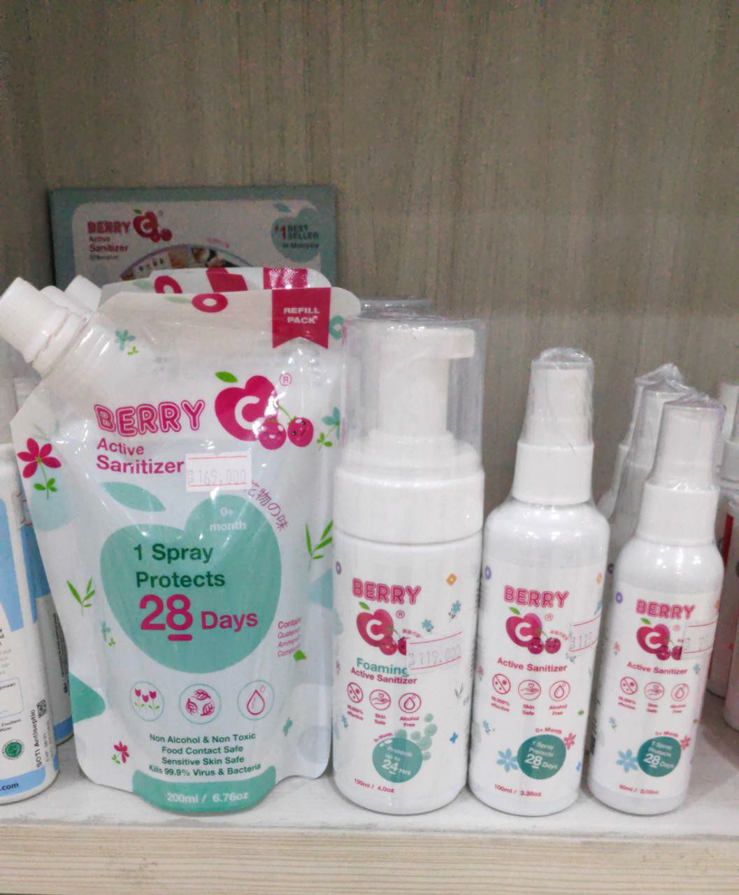Berryc Active Sanitizer Water Spray Awet 24 Jam Di Kulit / Berry C