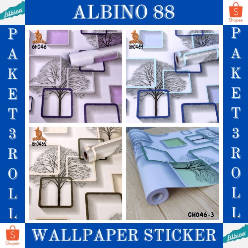 TERMURAH PAKET Wallpaper 3 ROLL Stiker Dinding Motif Dan Karakter Premium Quality MOTIF SALUR / BATIK / KOTAK / MODERN ( BUY 2 GET 1 FREE )