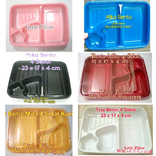 (Khusus GOJEK min 400)Tray mika bento/Kotak Bento Pink/Lunch Box Sekat