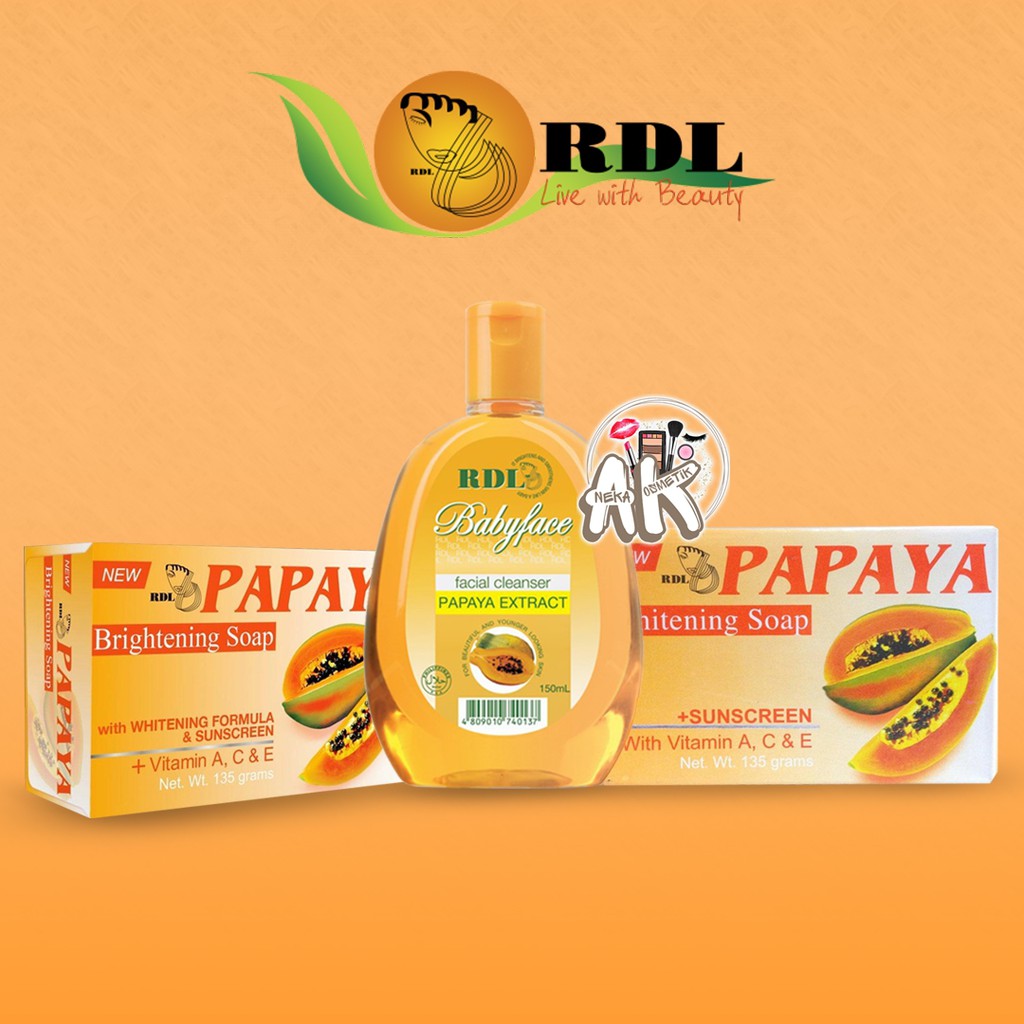 RDL PAPAYA SERIES (FACIAL CLEANSER/PAPAYA SARI/WHITENING SOAP)