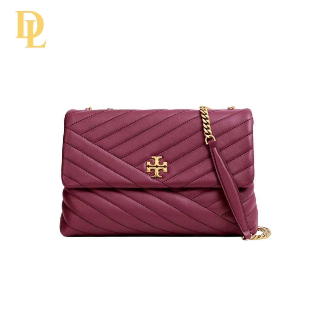 Tory Burch Kira Chevron Convertible Shoulder Bag Medium 27 cm - Maroon