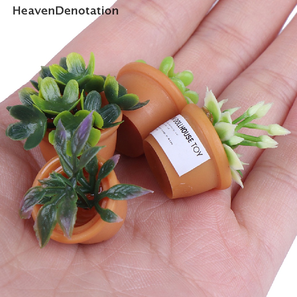 [HeavenDenotation] 4pcs Dollhouse Miniature 1:12 Pot DIY Kitchen Decora Potted plant