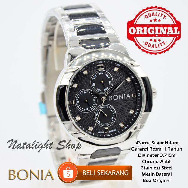 JAM TANGAN WANITA BONIA ROSSO 165 ORIGINAL CHRONO ELEGAN MEWAH RANTAI GARANSI 1 TAHUN