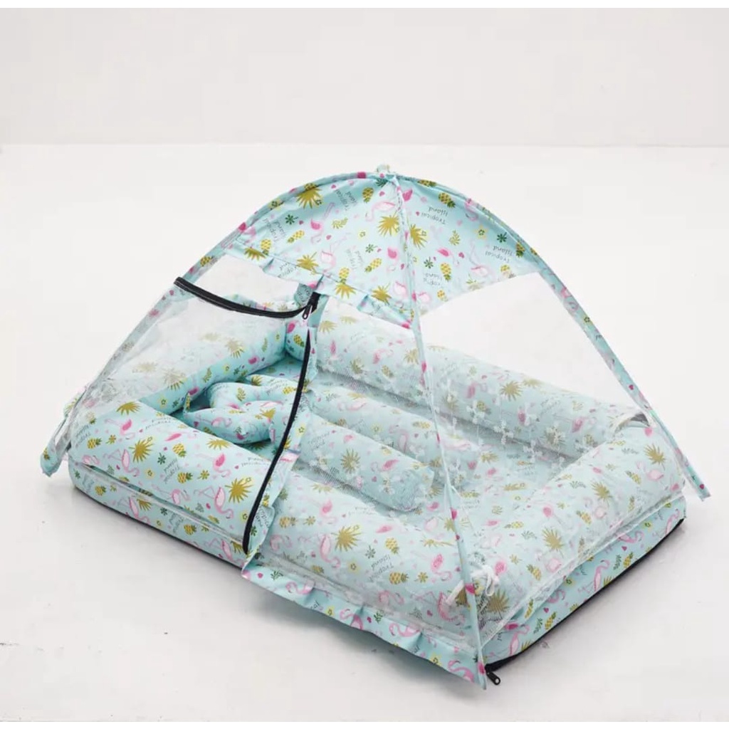 KASUR BAYI TENDA KELAMBU / KASUR BAYI KELAMBU SET BANTAL CROWN + 2 GULING BABY FREE TAS MIKA