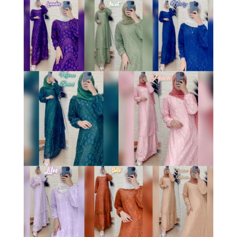 BAJU GAMIS MALAYSIA BROKAT MOTIF RANDOM