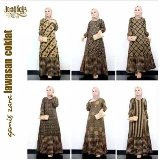 Bee66 Gamis Zara Lawasan Coklat Gamis Batik jumbo manggar padi sekar kupu